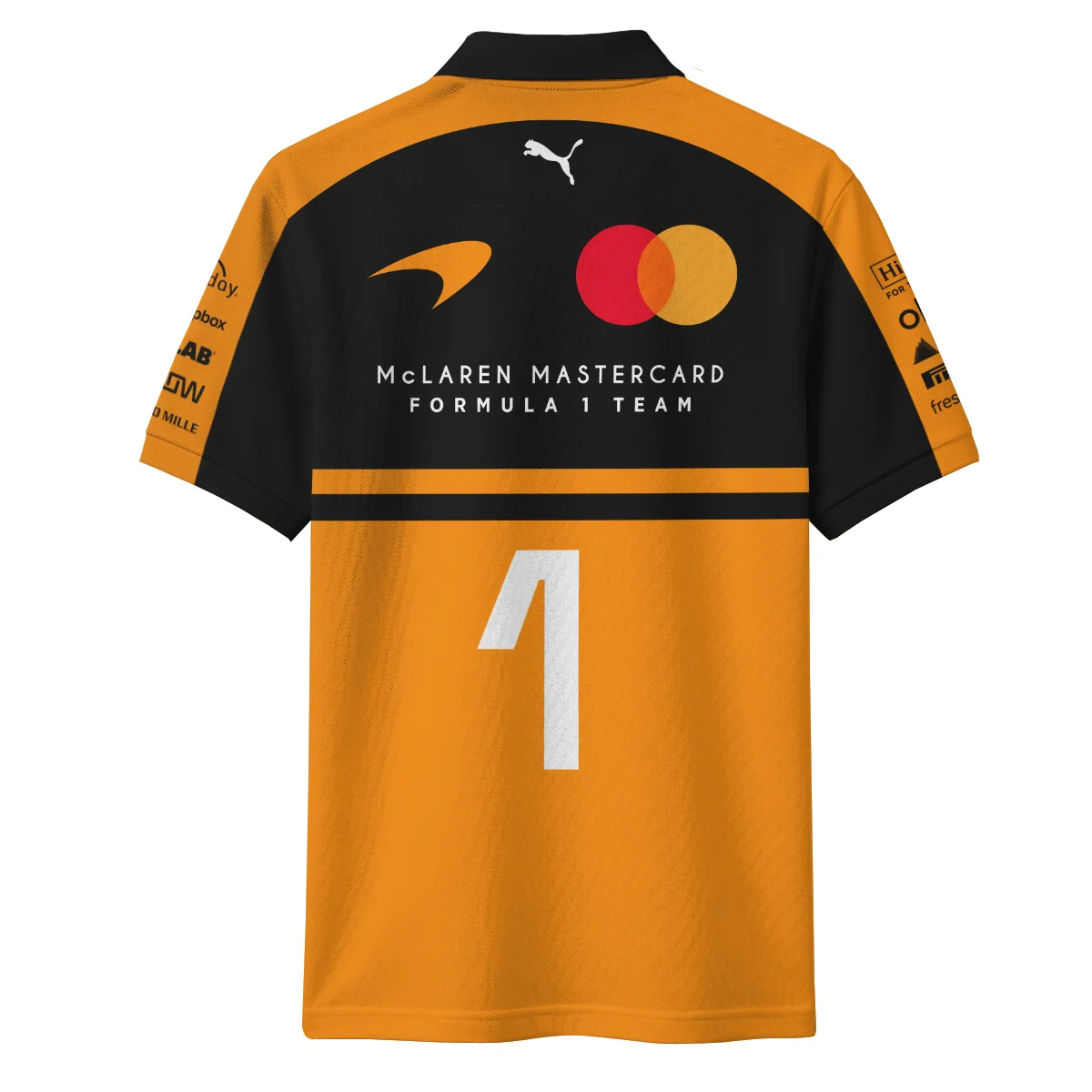 2026 Lando Norris 1 McLaren F1 Teamwear Polo Shirt BLNR25326A1PL - Orange - Image 3