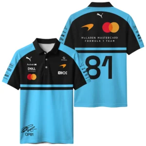 2026 Oscar Piastri 81 McLaren F1 Teamwear Polo Shirt BLOP25326A3PL - Cyan - F1 Fan Gear
