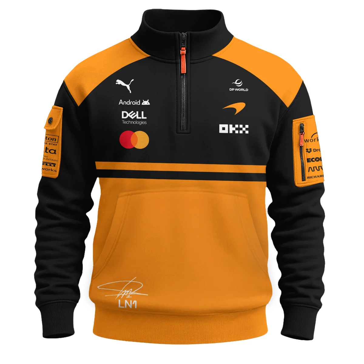 2026 Lando Norris 1 McLaren F1 Teamwear Sweatshirt Zipper BLNR25326A1SHZ - Orange - Image 2