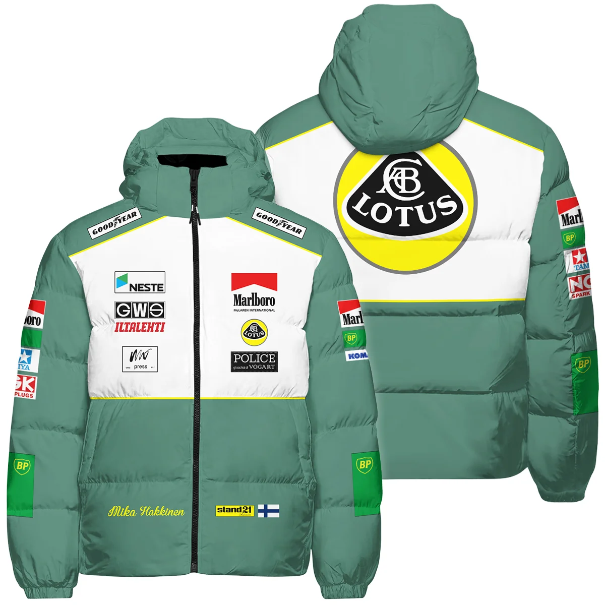 1991 Mika Hakkinen Racing Suit Lotus F1 Down & Puffer Jackets BLVAMH271025A2HCJ