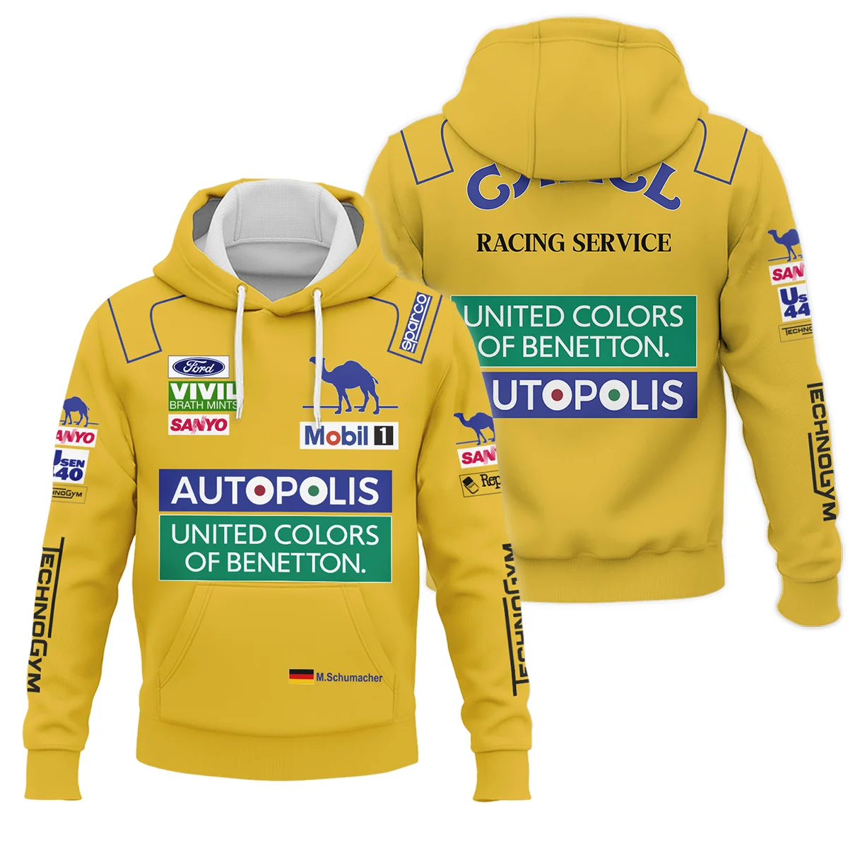 1992 Michael Schumacher Race Suit Benetton F1 Hoodie BLVAMC020925A3HD