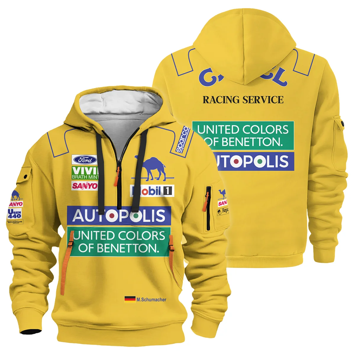 1992 Michael Schumacher Race Suit Benetton F1 Hoodie Half Zip BLVAMC020925A3HDF