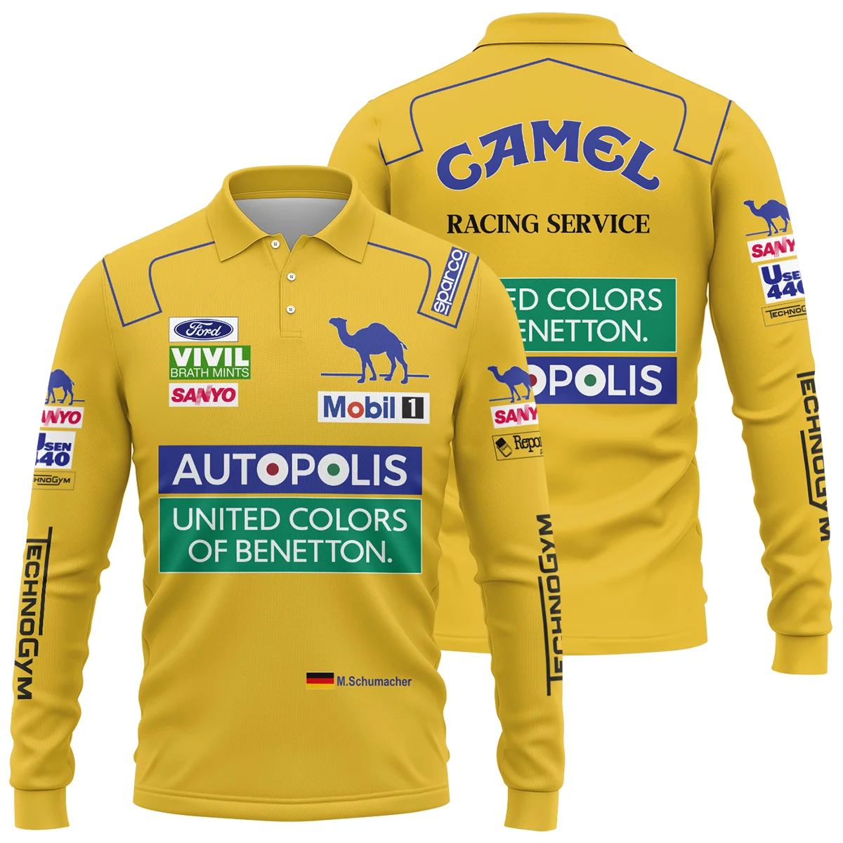 1992 Michael Schumacher Race Suit Benetton F1 Long Polo Shirt BLVAMC020925A3LPL