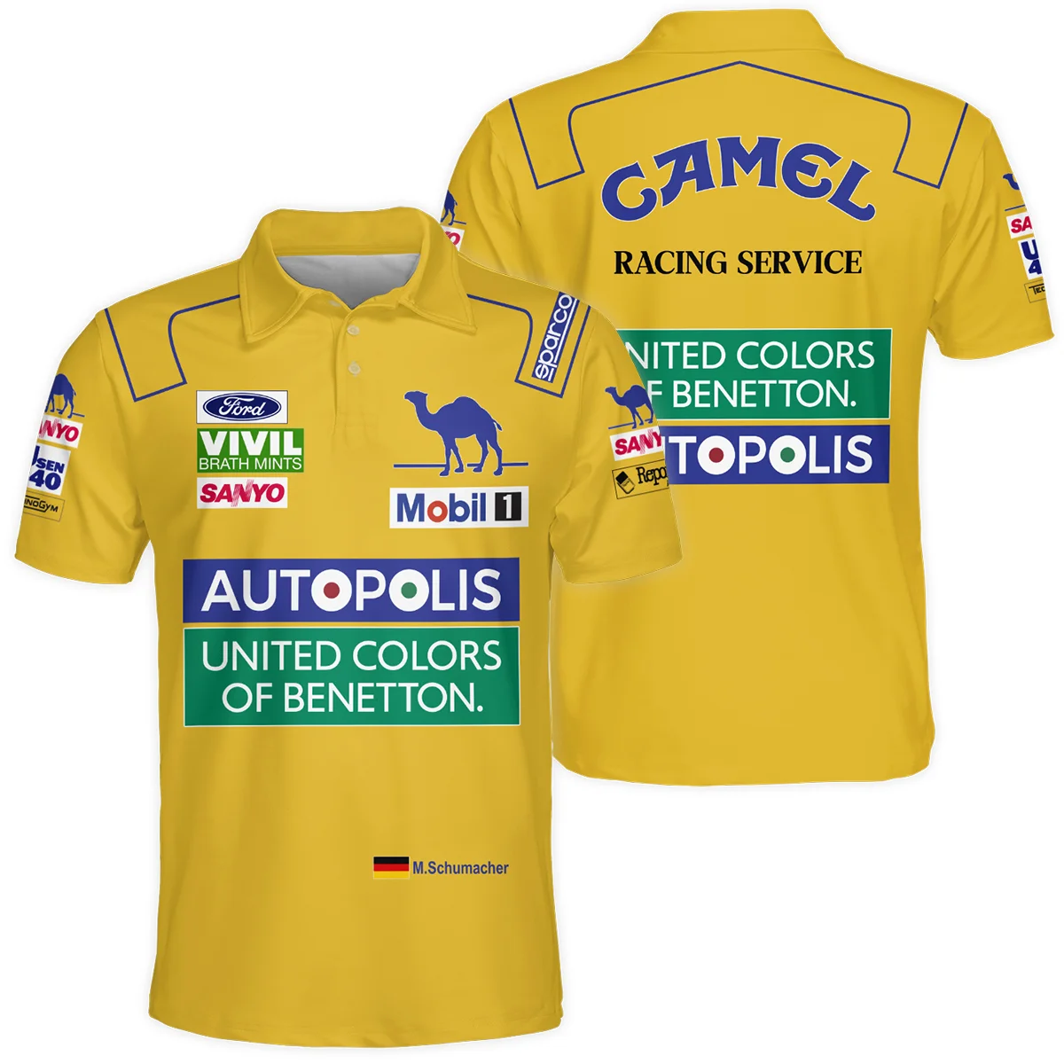 1992 Michael Schumacher Race Suit Benetton F1 Polo Shirt BLVAMC020925A3PL