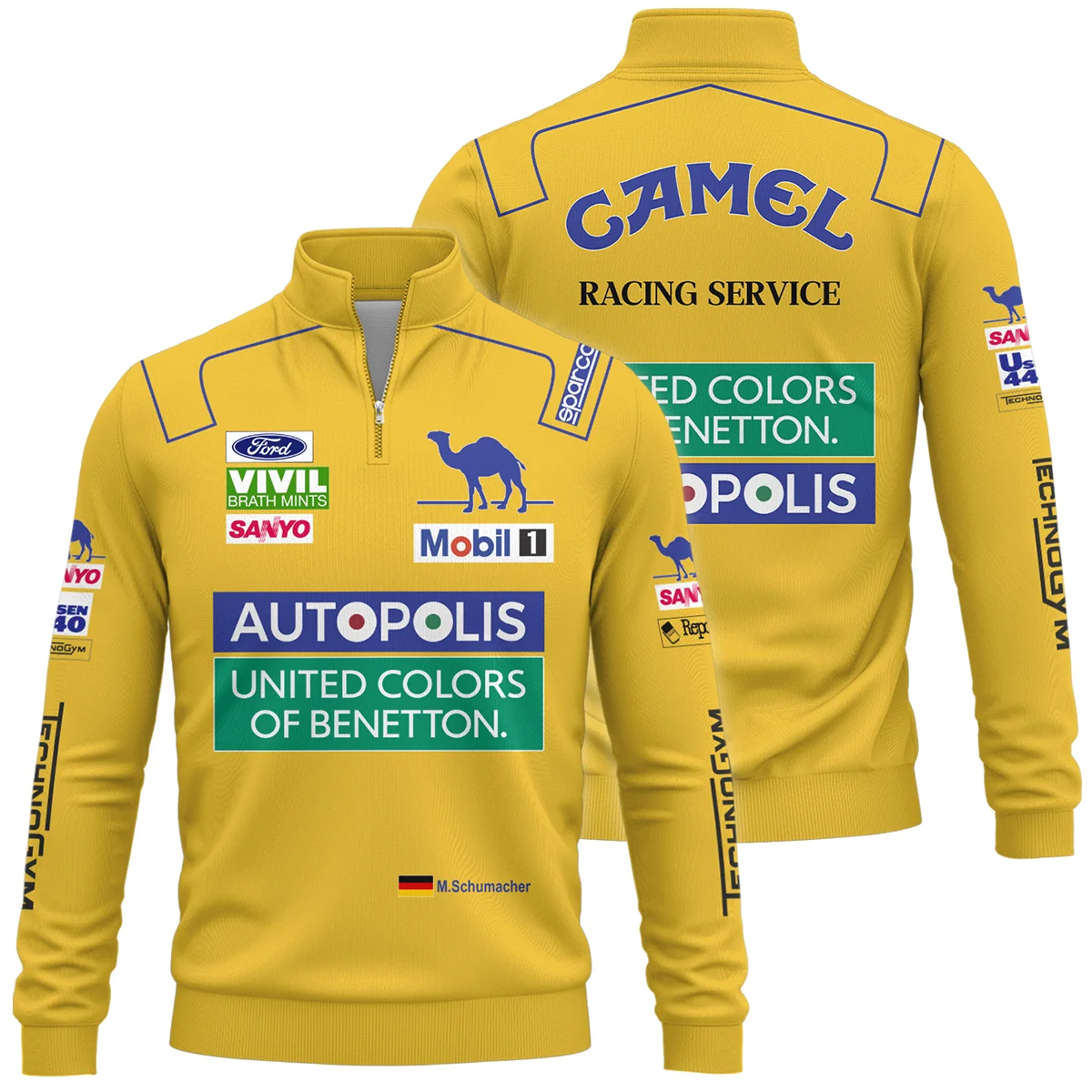 1992 Michael Schumacher Race Suit Benetton F1 Quarter-Zip Sweatshirt BLVAMC020925A3QZS