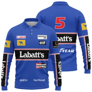 1992 Nigel Mansell Racing Suit Williams F1 Long Polo Shirt BLNM29725A1LPL