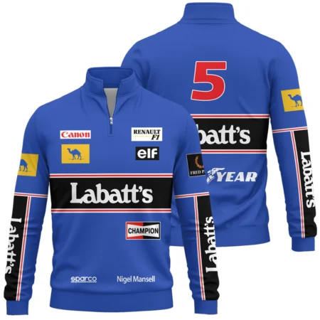 1992 Nigel Mansell Racing Suit Williams F1 Quarter-Zip Sweatshirt BLNM29725A1QZS