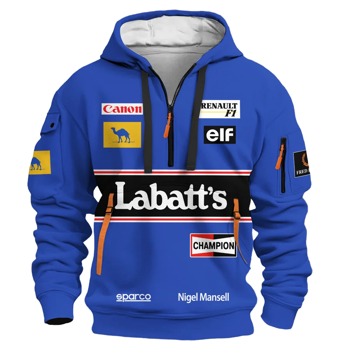 1992 Red 5 Nigel Mansell Fan Gear Hoodie Half Zip BLNM29725A1HDF - Image 2
