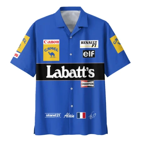Alternative view of 1993 Alain Prost Racing Suit Williams Renault F1 Team Hawaiian Shirt BLVAAP070725A03HW