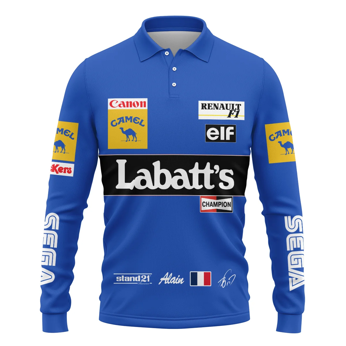 Alternative view of 1993 Alain Prost Racing Suit Williams Renault F1 Team Long Polo Shirt BLVAAP070725A03LPL