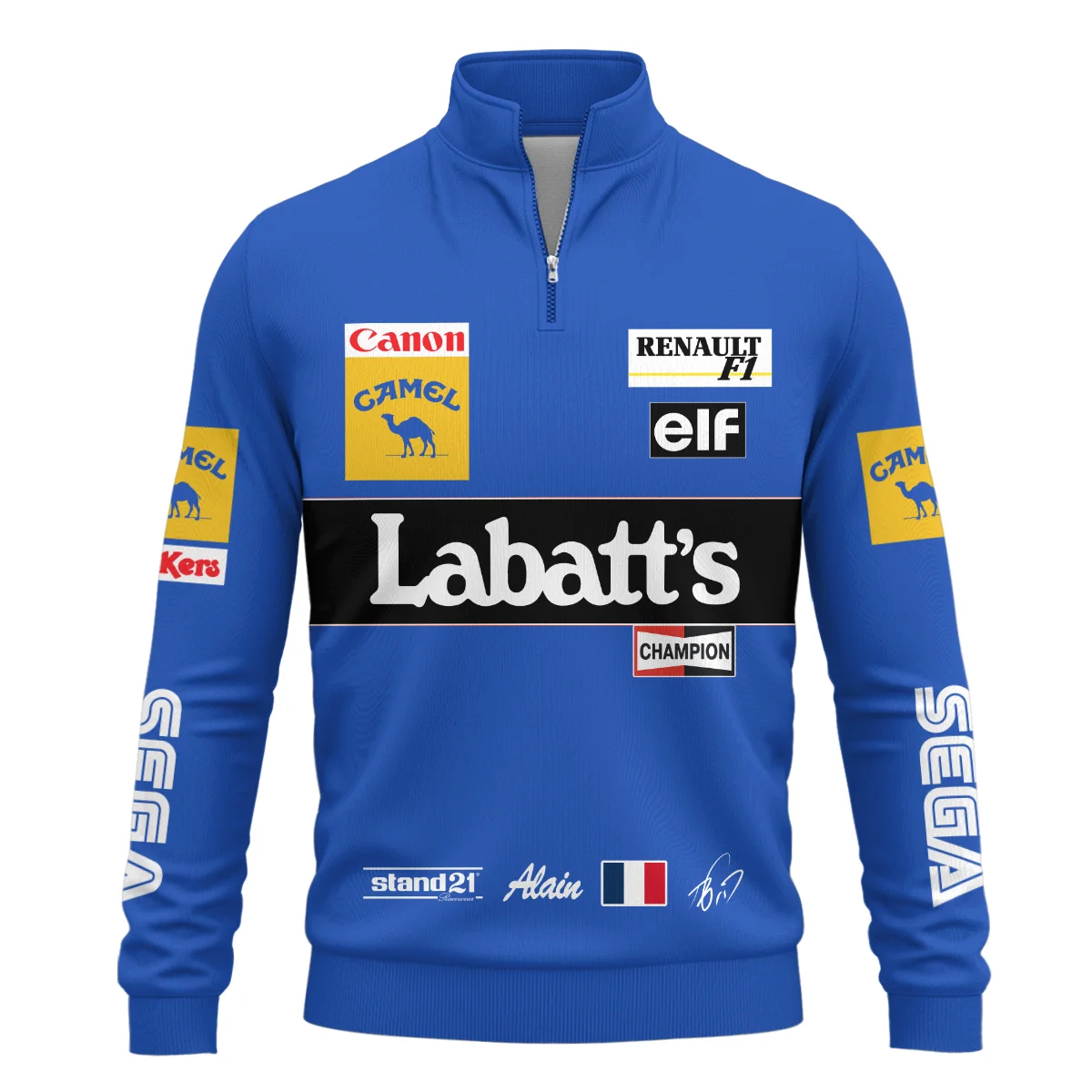 Alternative view of 1993 Alain Prost Racing Suit Williams Renault F1 Team Quarter-Zip Sweatshirt BLVAAP070725A03QZS