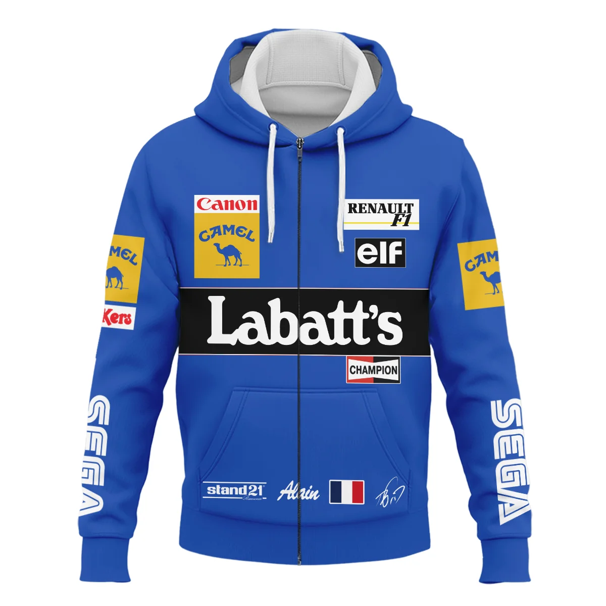 Alternative view of 1993 Alain Prost Racing Suit Williams Renault F1 Team Zipper Hoodie BLVAAP070725A03ZHD