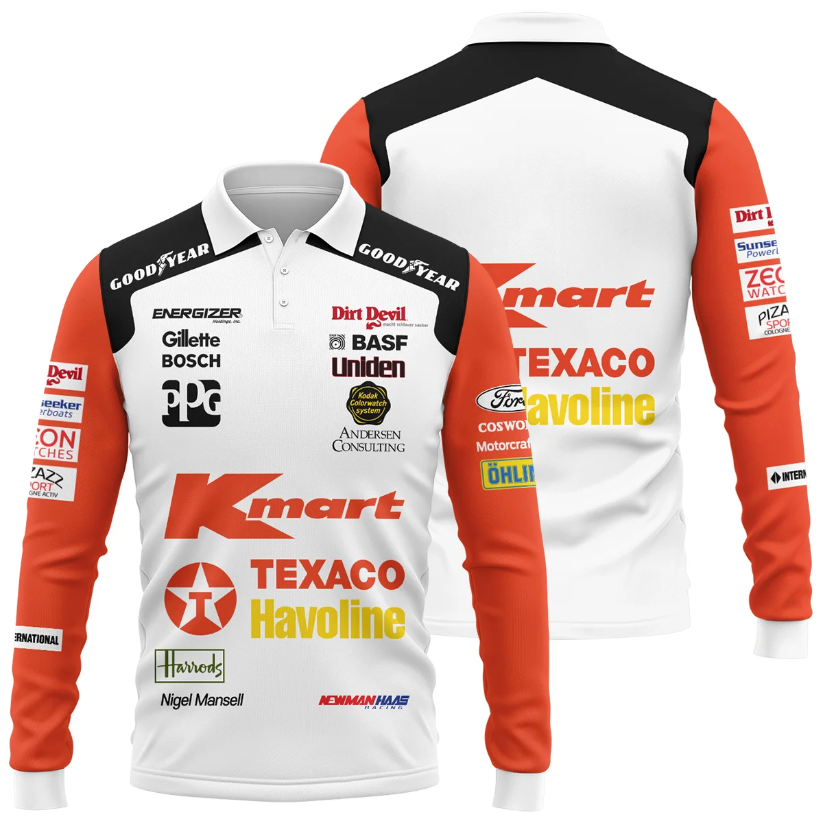 1993 Nigel Mansell Racing Suit Newman Haas IndyCar Long Polo Shirt BLNM29725A6LPL