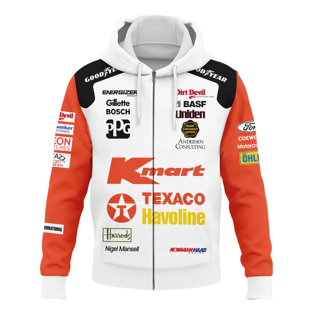 Alternative view of 1993 Nigel Mansell Racing Suit Newman Haas IndyCar Zipper Hoodie BLNM29725A6ZHD