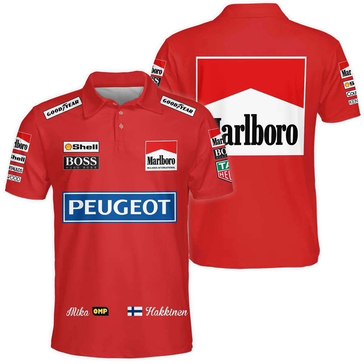 1994 Mika Hakkinen Racing Suit McLaren F1 Polo Shirt BLVAMH271025A1PL - Motorsport Apparel