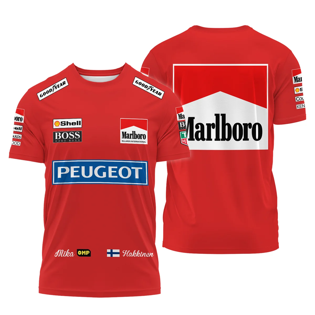 1994 Mika Hakkinen Racing Suit McLaren F1 T-Shirt BLVAMH271025A1TS - F1 Fan Gear