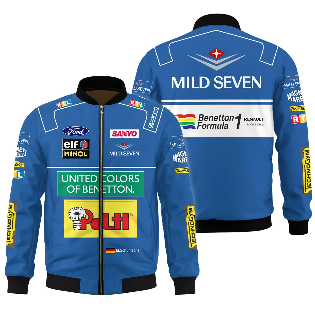 1994 WDC Michael Schumacher Race Suit Benetton F1 Bomber BLVAMC020925A4BB - Formula Racing Apparel