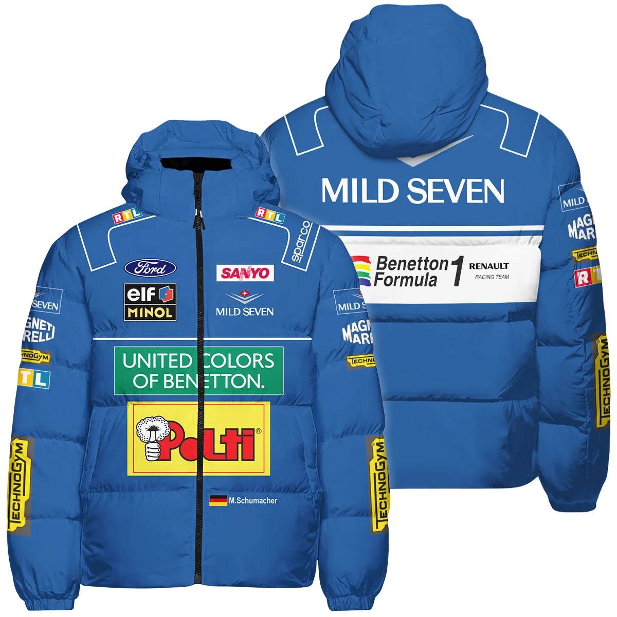 1994 WDC Michael Schumacher Race Suit Benetton F1 Down & Puffer Jackets BLVAMC020925A4HCJ - Pit Lane Clothing