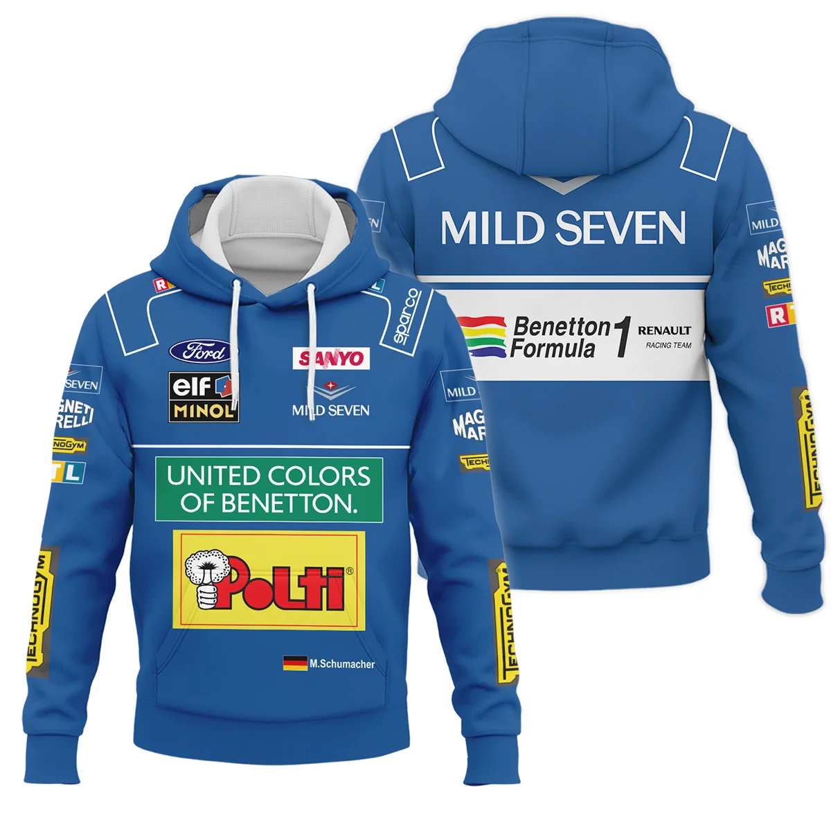 1994 WDC Michael Schumacher Race Suit Benetton F1 Hoodie BLVAMC020925A4HD - Race Day Design