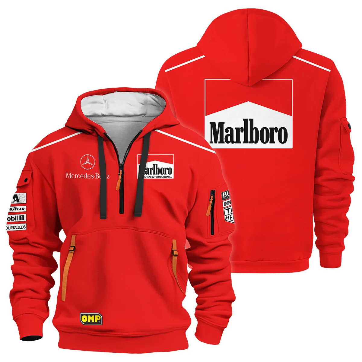 1995 Mika Hakkinen Racing Suit McLaren F1 Hoodie Half Zip BLVAMH271025A3HDF - Racing Lifestyle Clothing