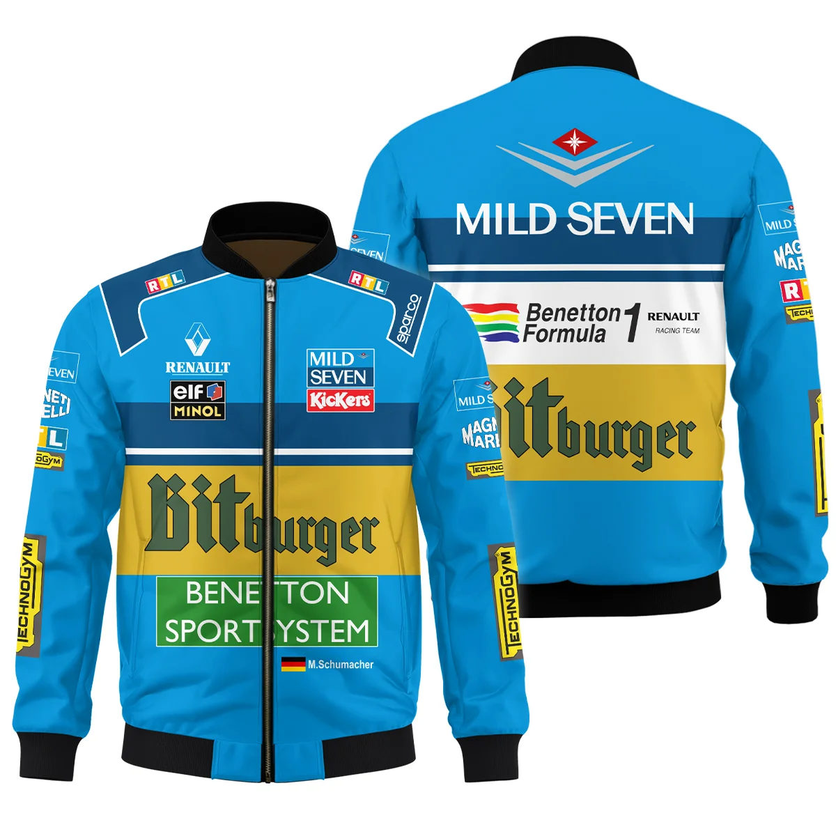 1995 WDC Michael Schumacher Race Suit Benetton F1 Bomber BLVAMC020925A1BB - Motorsport Lifestyle Wear