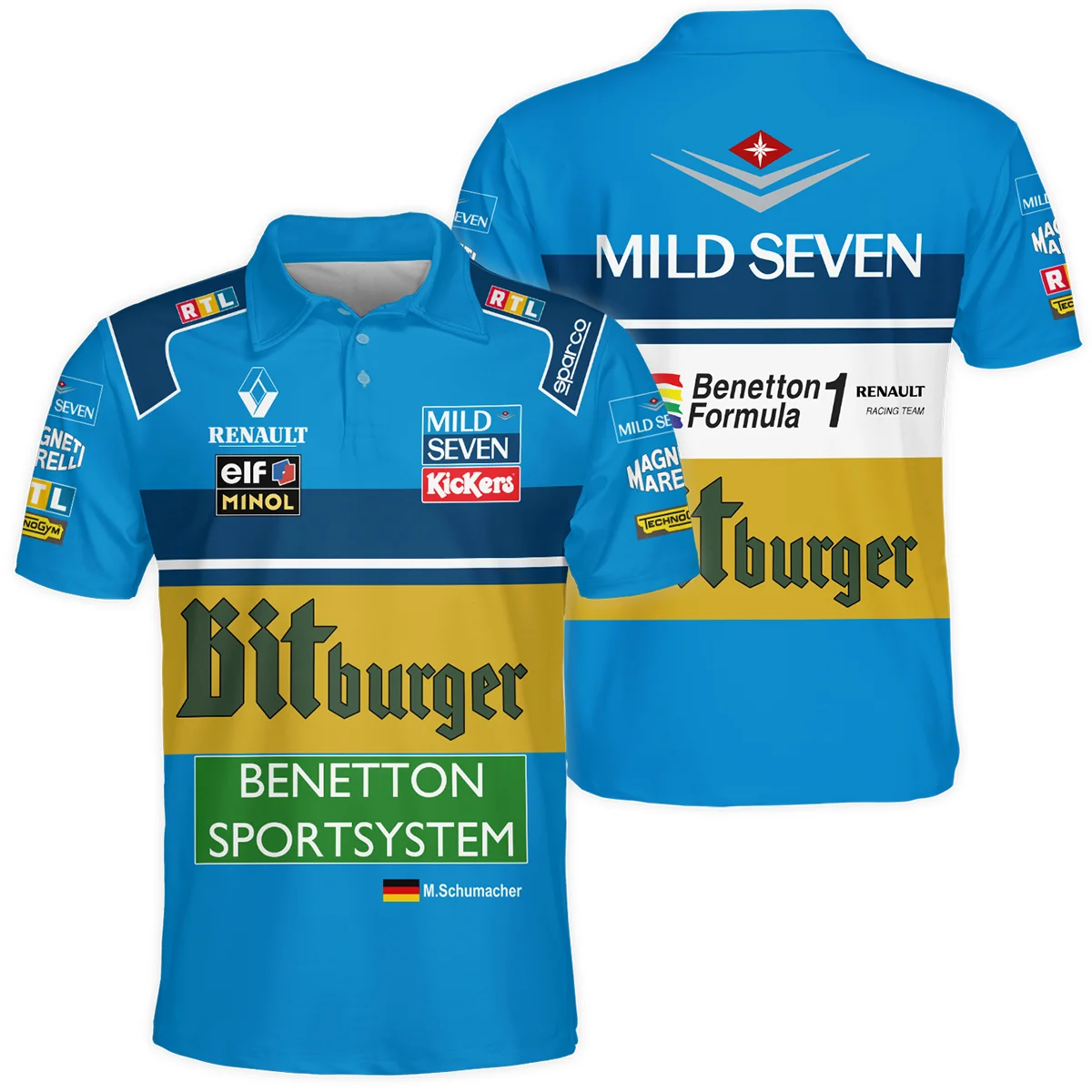 1995 WDC Michael Schumacher Race Suit Benetton F1 Polo Shirt BLVAMC020925A1PL