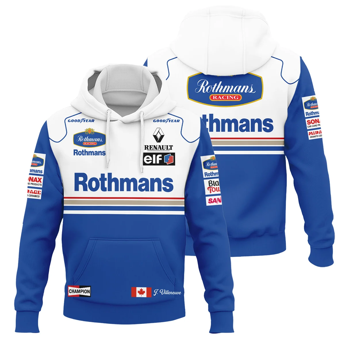 1996 Jacques Villeneuve Racing Suit Williams F1 Hoodie BLJV10825A1HD - F1 Fan Gear