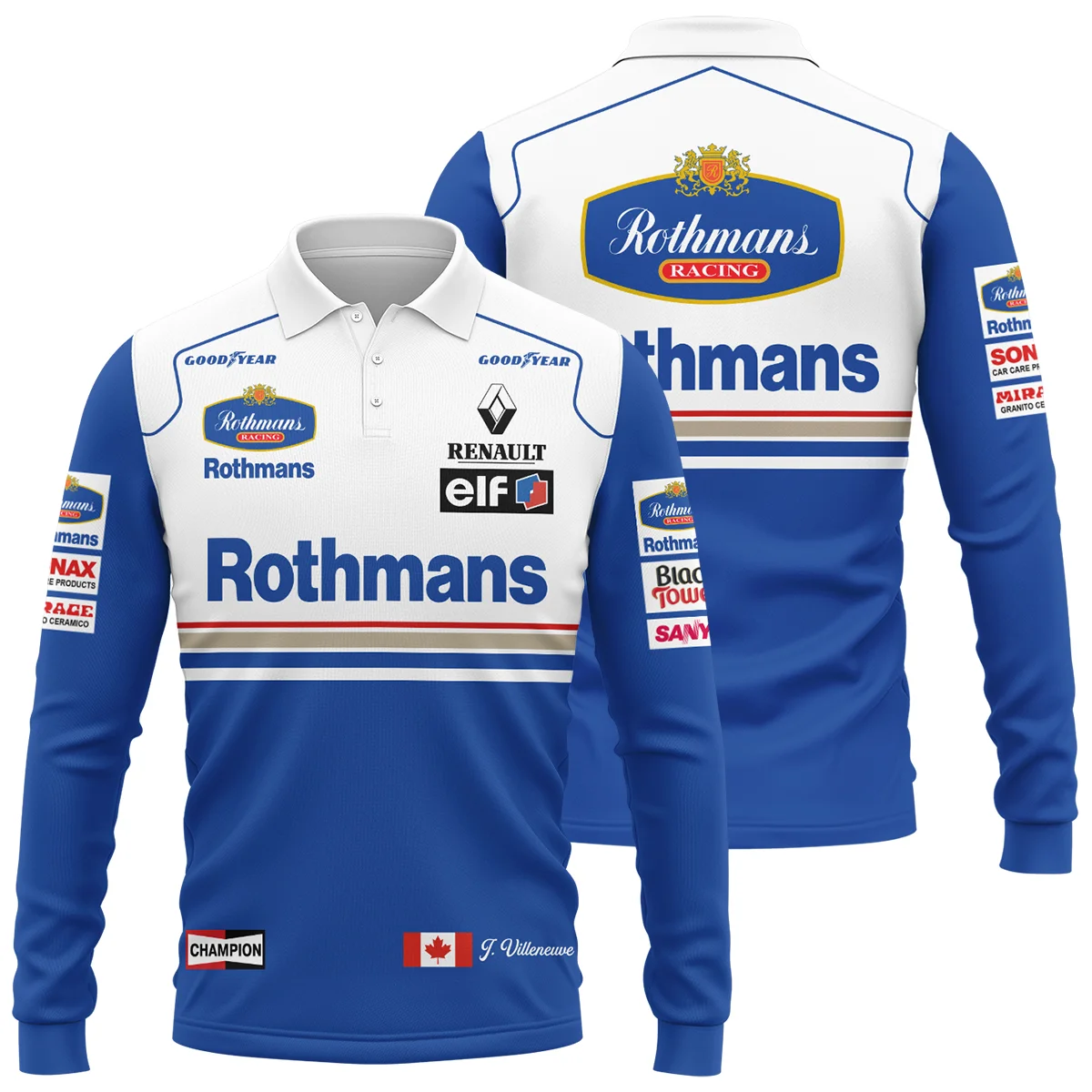 1996 Jacques Villeneuve Racing Suit Williams F1 Long Polo Shirt BLJV10825A1LPL - Race Day Outfit