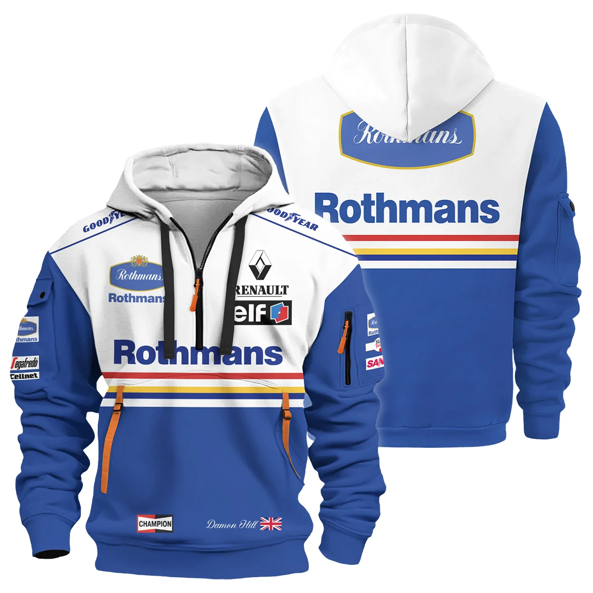 1996 WDC Damon Hill Racing Suit Williams F1 Hoodie Half Zip BLVADH050925A2HDF