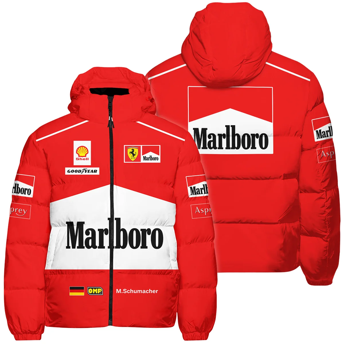 1997 Michael Schumacher Race Suit Ferrari F1 Down & Puffer Jackets BLVAMC020925A7HCJ - Race Day Outfit