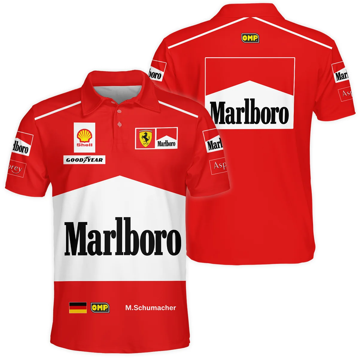 1997 Michael Schumacher Race Suit Ferrari F1 Polo Shirt BLVAMC020925A7PL - Motorsport Apparel
