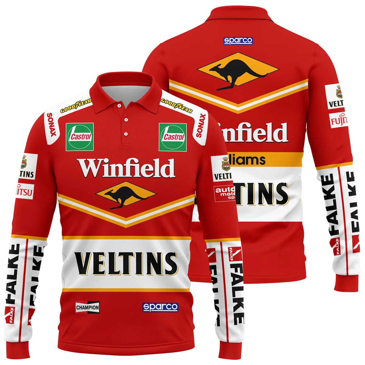 1998 Jacques Villeneuve Racing Suit Williams F1 Long Polo Shirt BLJV10825A3LPL