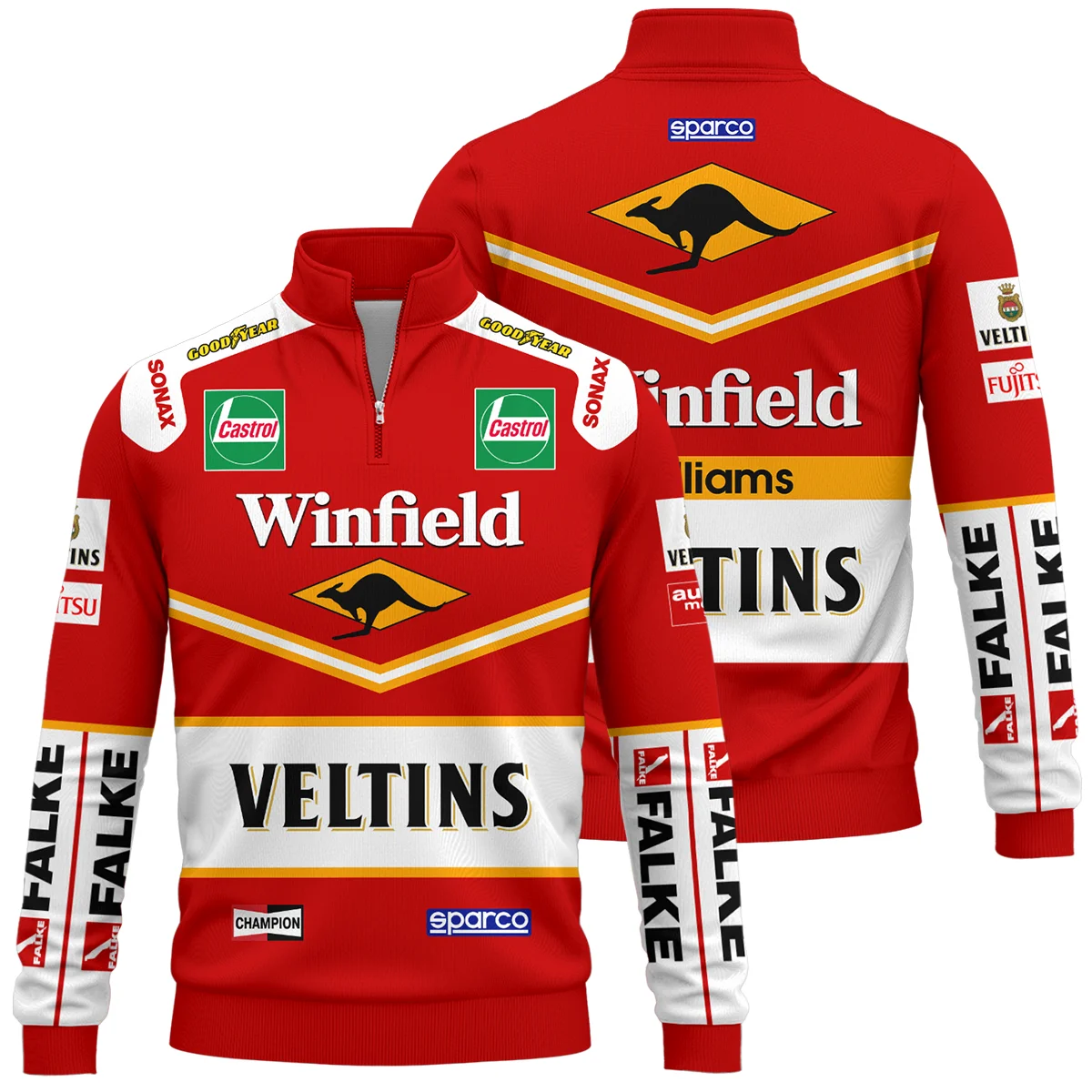 1998 Jacques Villeneuve Racing Suit Williams F1 Quarter-Zip Sweatshirt BLJV10825A3QZS