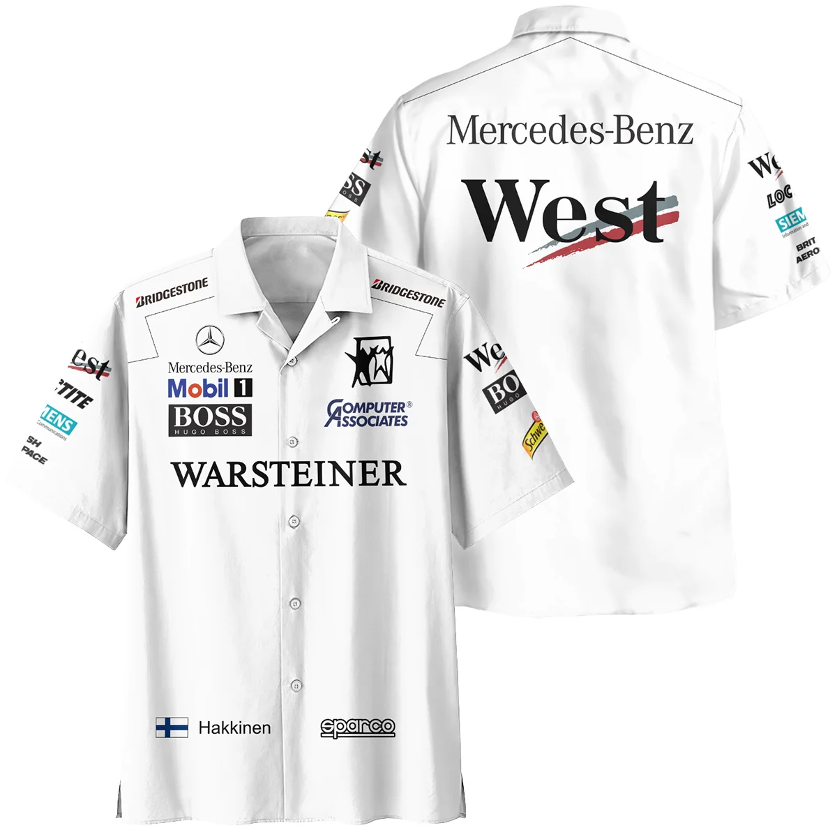 1998 WDC Mika Hakkinen Racing Suit McLaren F1 Hawaiian Shirt BLVAMH271025A4HW