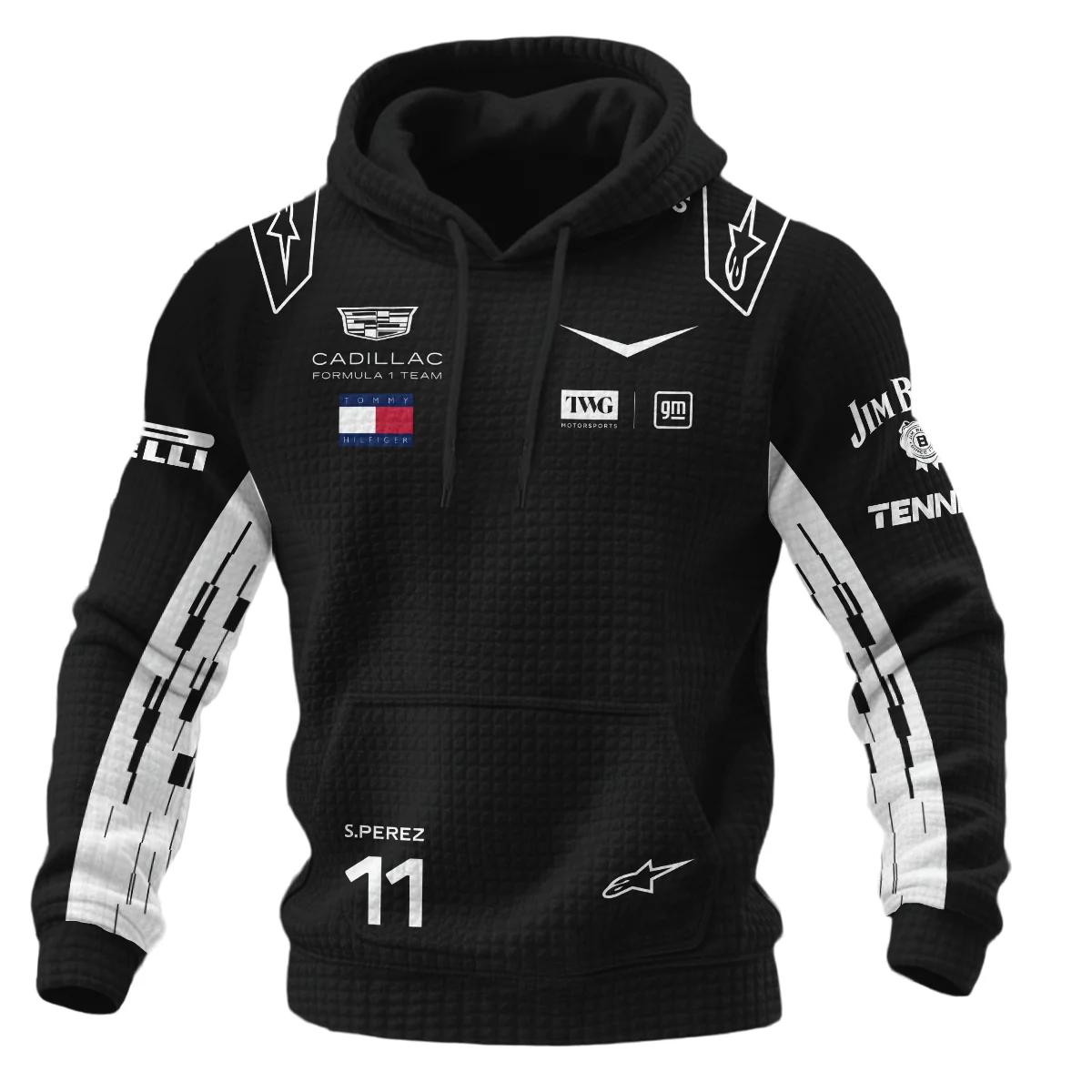 2026 Sergio Perez Cadillac F1 Team Apparel Hoodie Quilted Waffle BLVA9326SP3HQW - Image 2