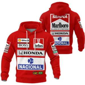 1988 Ayrton Senna Honda Race Suit Marlboro McLaren Hoodie Quilted Waffle BL3725A2HQW