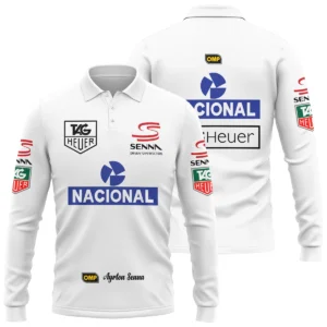 1985 Ayrton Senna John Player Special Lotus F1 Racing Team Long Polo Shirt BL3725A3LPL - F1 Fan Gear