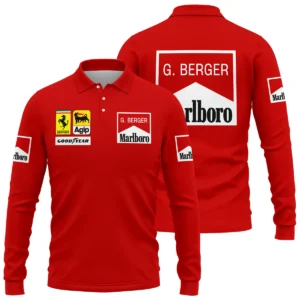1988 Gerhard Berger Racing Suit Ferrari F1 Long Polo Shirt BLGB261025A1LPL - Race Day Design