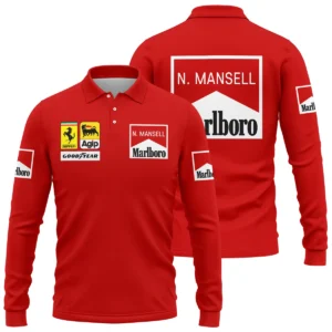 1990 Nigel Mansell Racing Suit Ferrari F1 Long Polo Shirt BLNM29725A5LPL