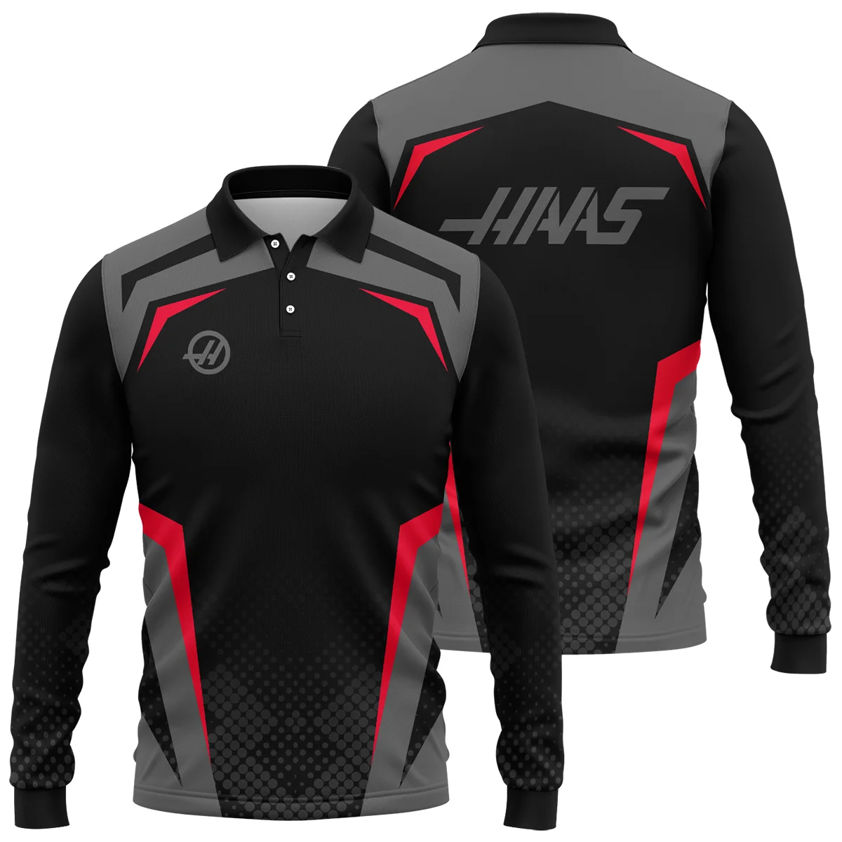 Haas F1 Teamwear Long Polo Shirt BLVA5326A3HAASLPL