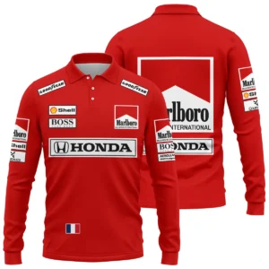 1989 Alain Prost Racing Costume Ferrari F1 Team Long Polo Shirt BLVAAP070725A01LPL - Racing Lifestyle Clothing