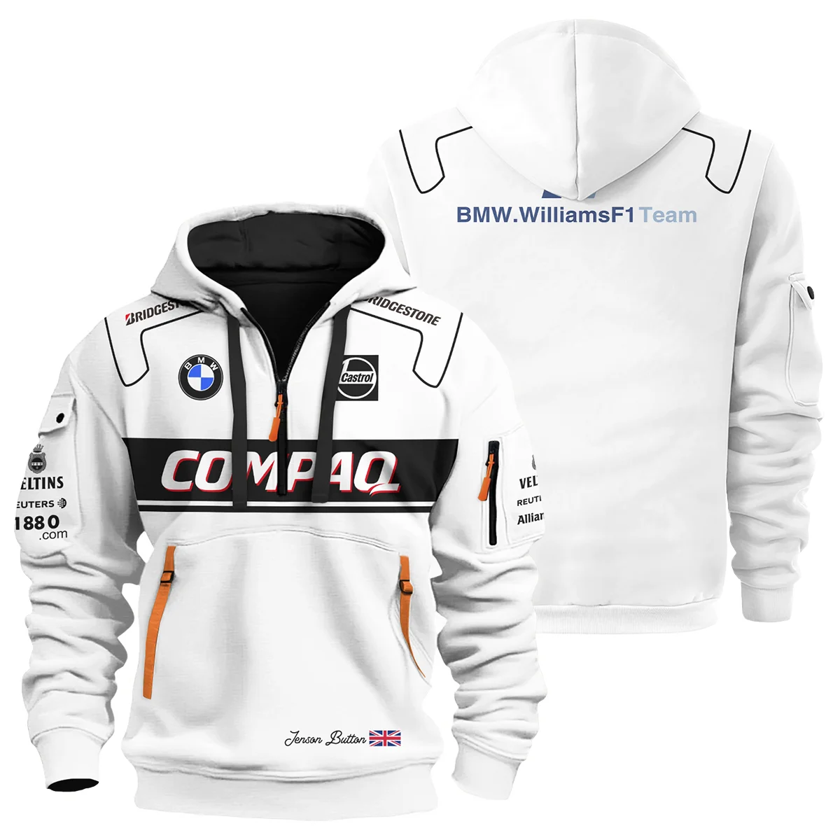 2000 Jenson Button Racing Suit Williams F1 Hoodie Half Zip BLVAJB010925A1HDF - Trackside Outfit