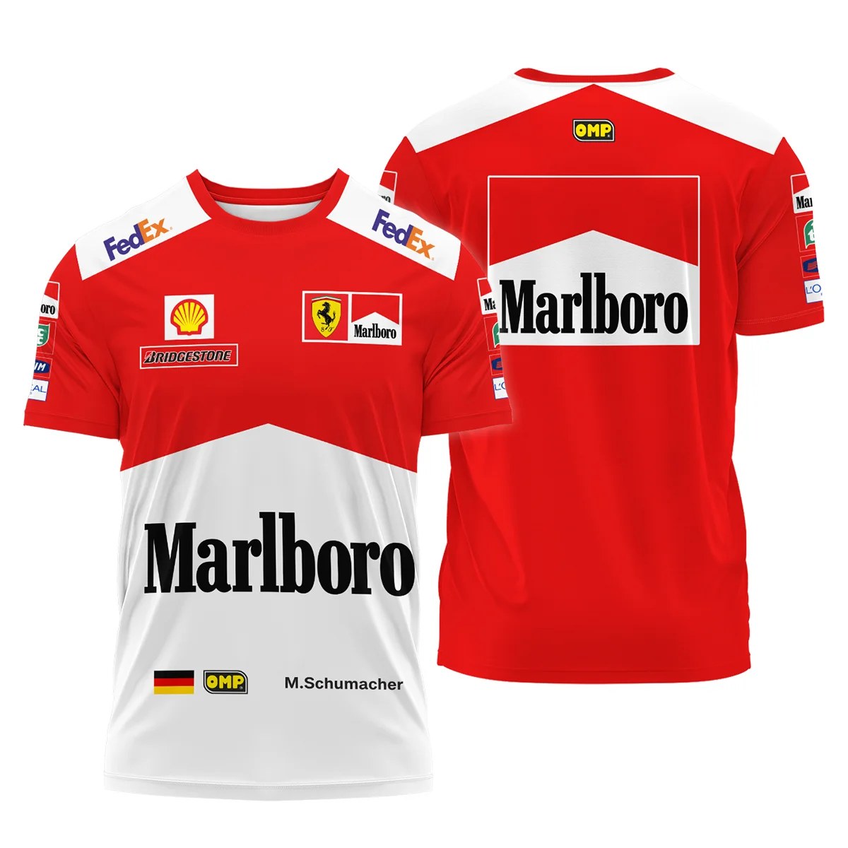 2000 WDC Michael Schumacher Race Suit Ferrari F1 T-Shirt BLVAMC020925A8TS - Race Day Design