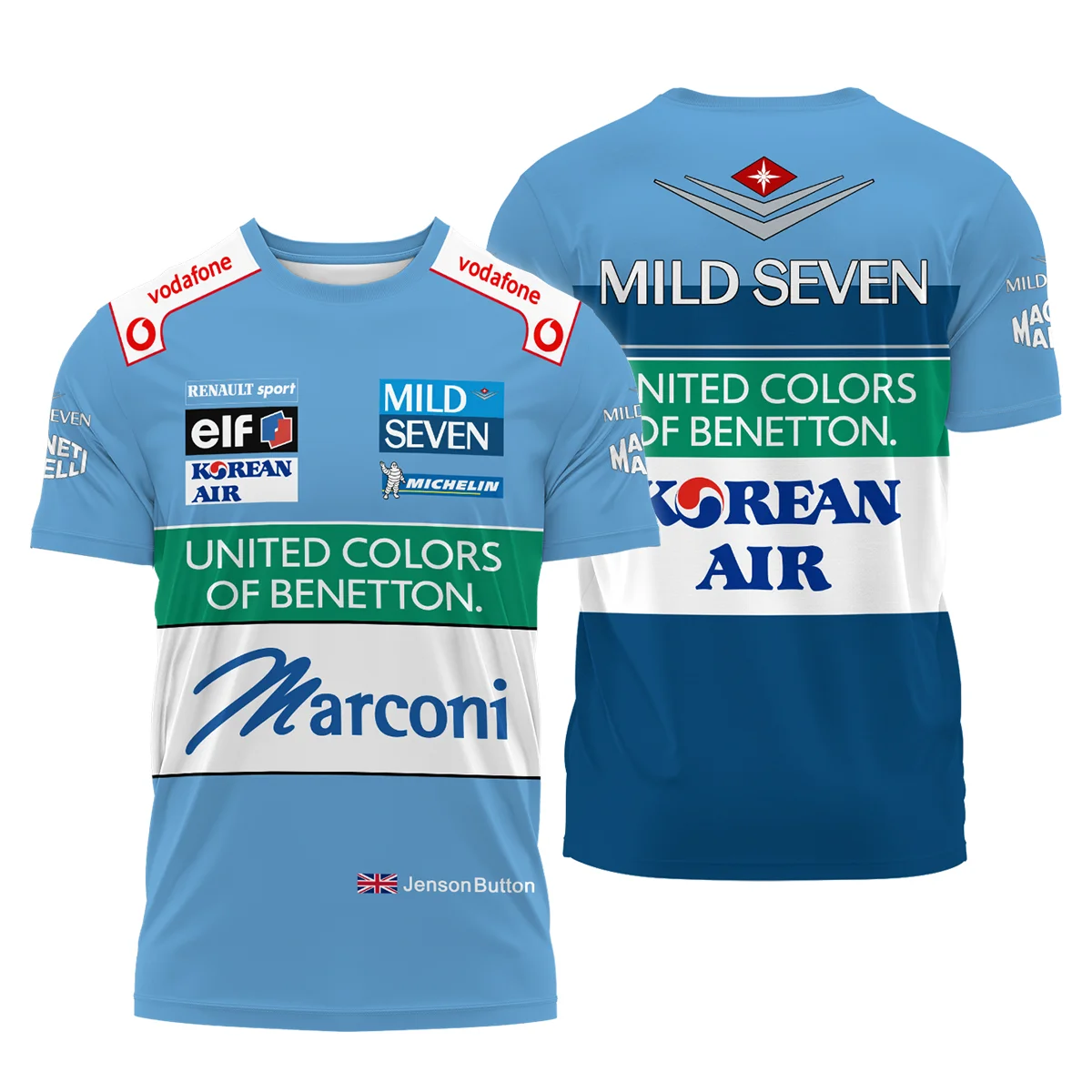 2001 Jenson Button Racing Suit Benetton F1 T-Shirt BLVAJB010925A2TS - Racing Lifestyle Clothing