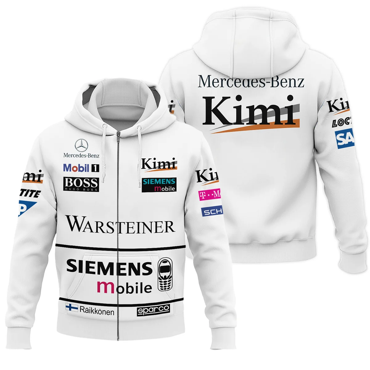2003 Kimi Raikkonen Racing Suit McLaren F1 Zipper Hoodie BLVAKR191125A2ZHD - Formula Racing Apparel