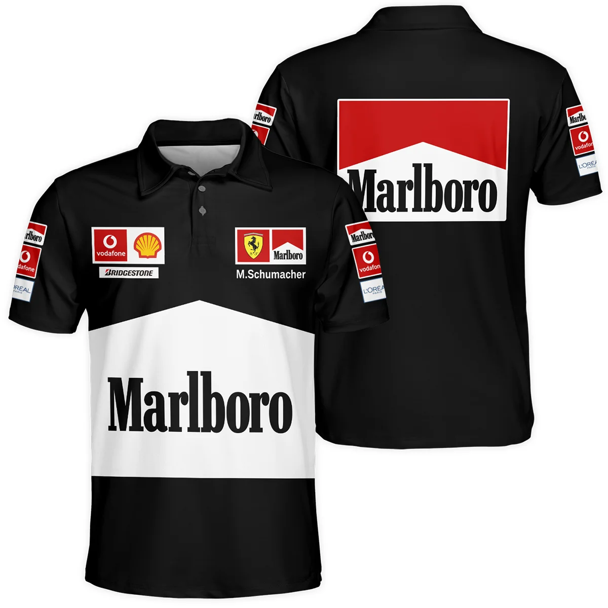 2004 Black Version Michael Schumacher Race Suit Ferrari F1 Polo Shirt BLVAMC020925A11PL - Trackside Outfit