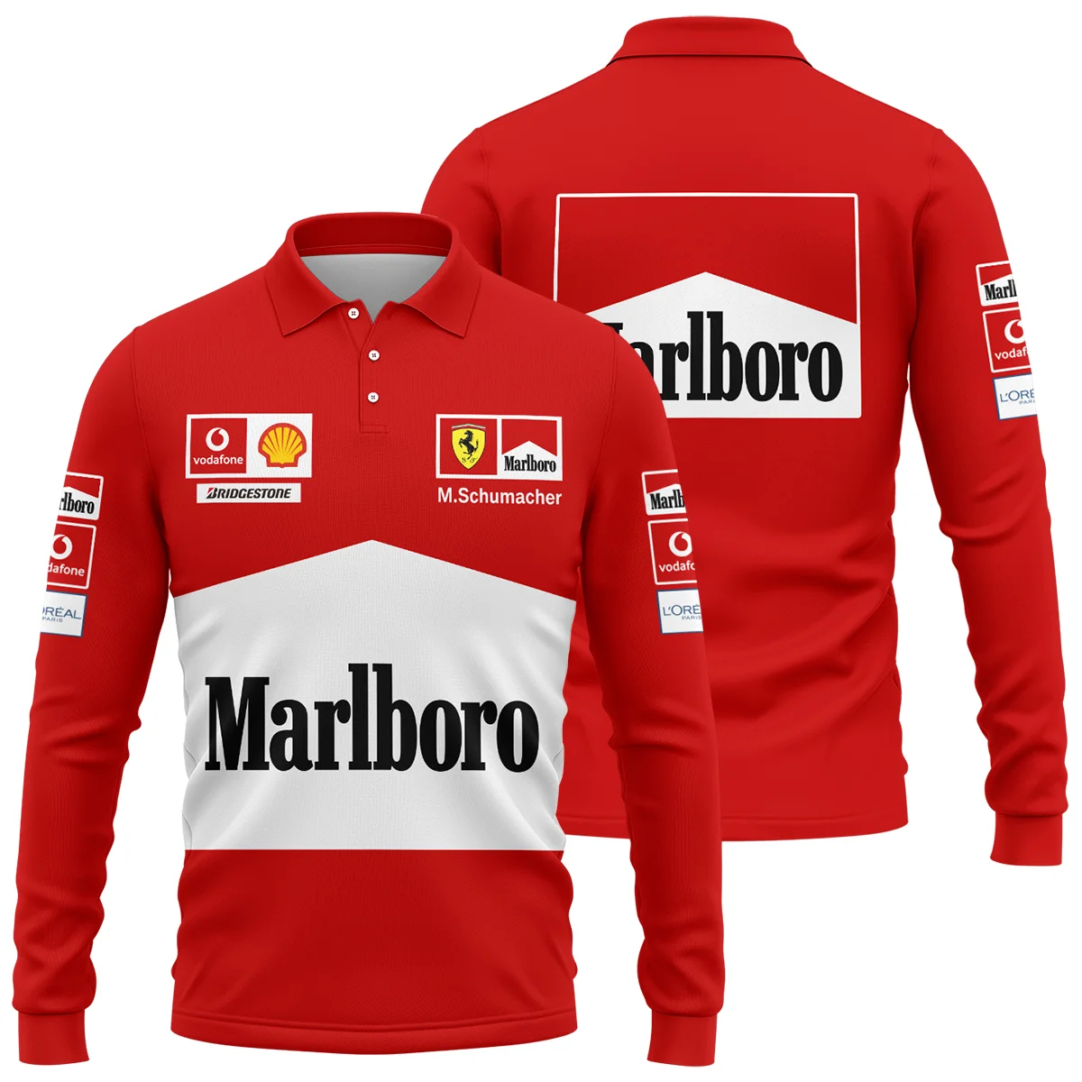 2004 WDC Michael Schumacher Race Suit Ferrari F1 Long Polo Shirt BLVAMC020925A12LPL