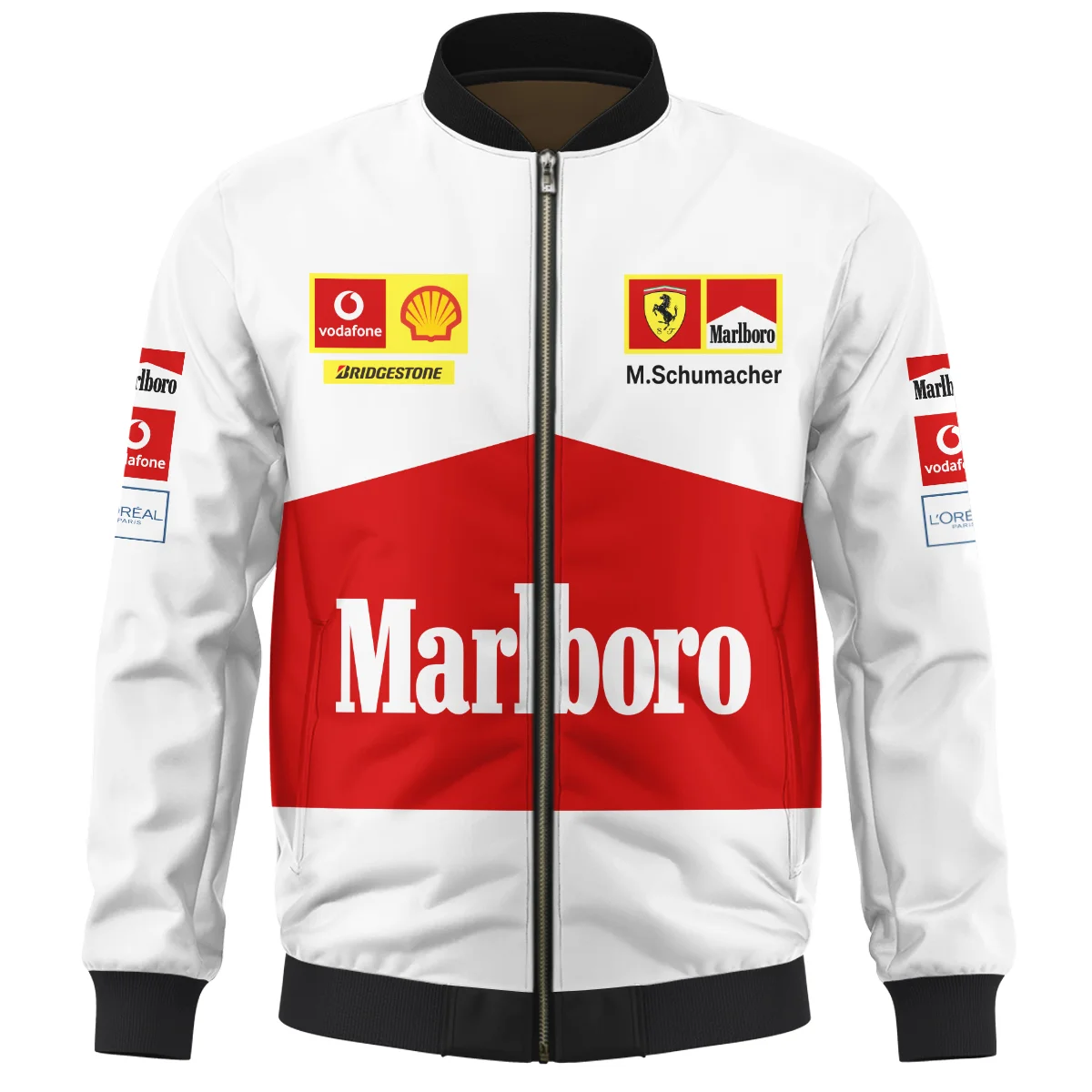 2004 White Version Michael Schumacher Race Suit Ferrari F1 Bomber BLVAMC020925A10BB - Image 2