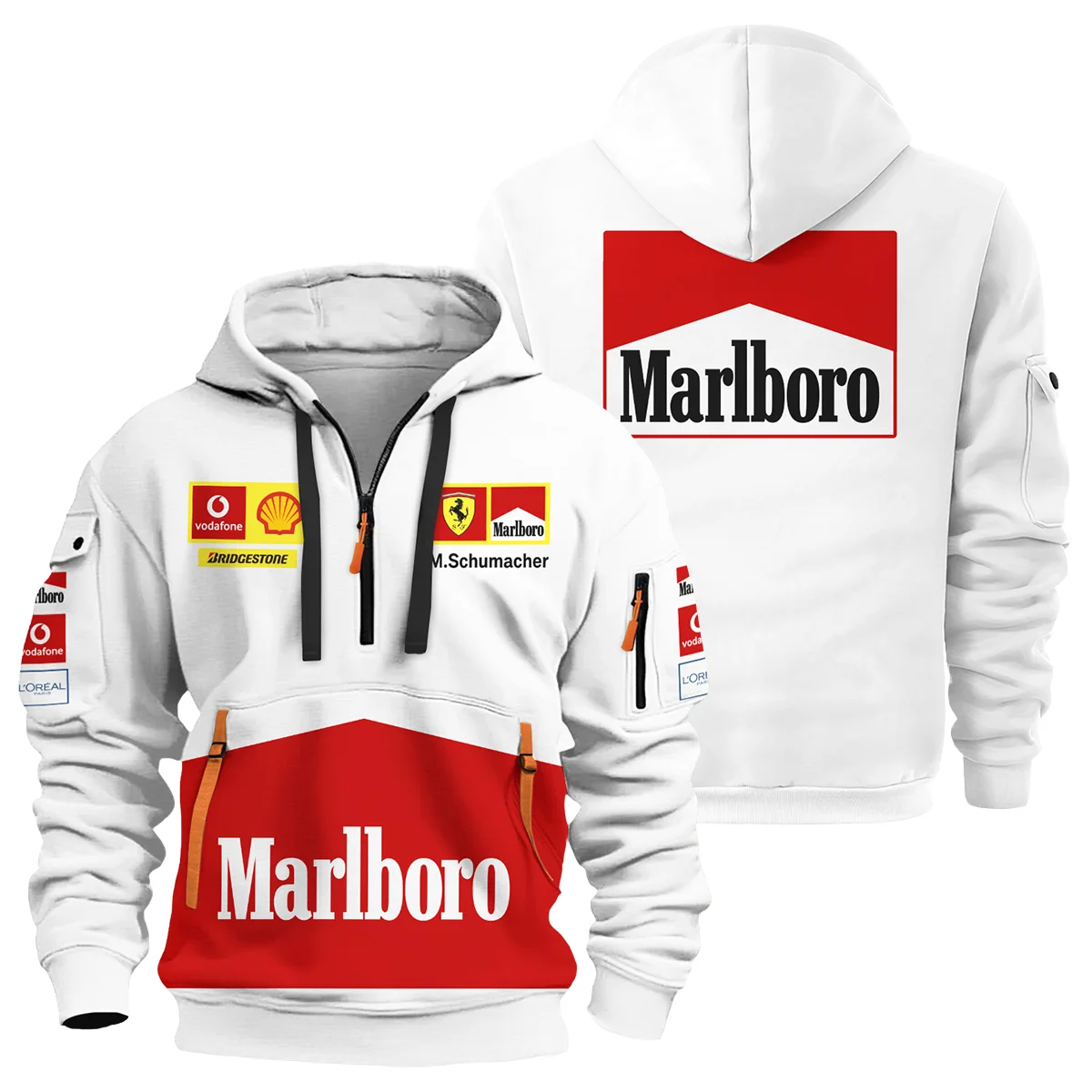 2004 White Version Michael Schumacher Race Suit Ferrari F1 Hoodie Half Zip BLVAMC020925A10HDF