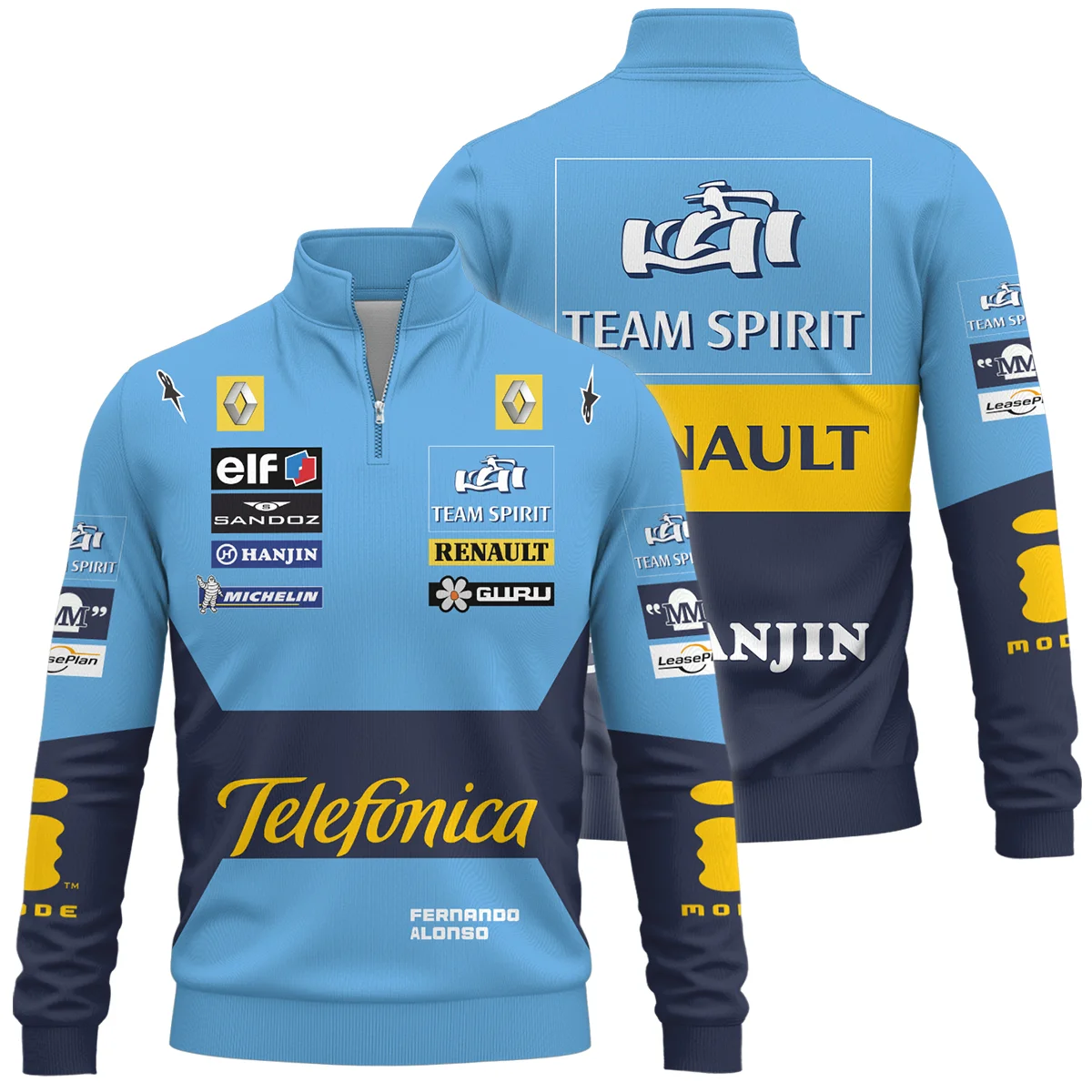 2005 Fernando Alonso Racing Suit Renault F1 Quarter-Zip Sweatshirt BLVAFA030925A5QZS